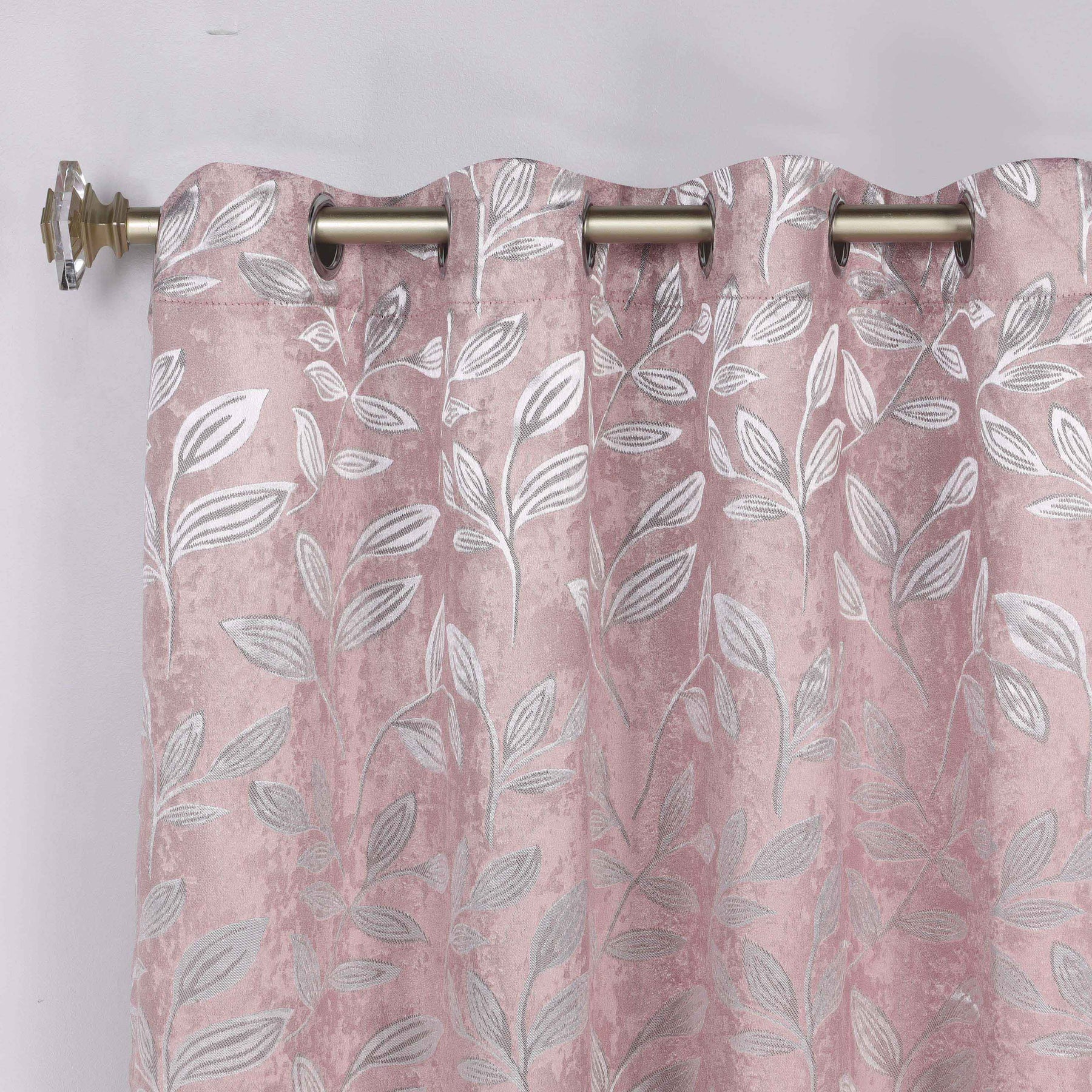 Leaves Room Darkening Washable Blackout Curtain Panels, Set of 2 - Blush