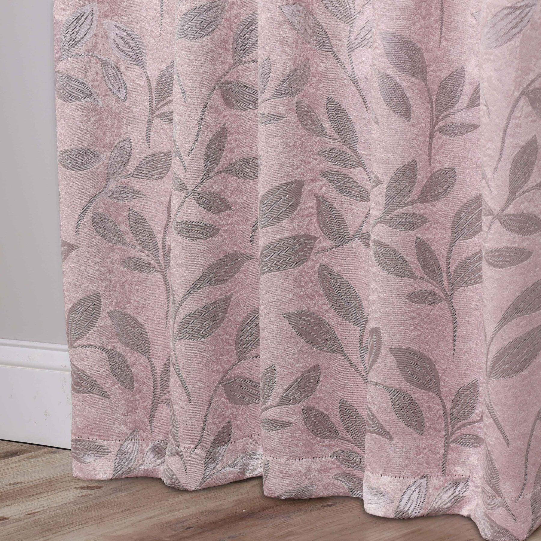 Leaves Room Darkening Washable Blackout Curtain Panels, Set of 2 - Blush