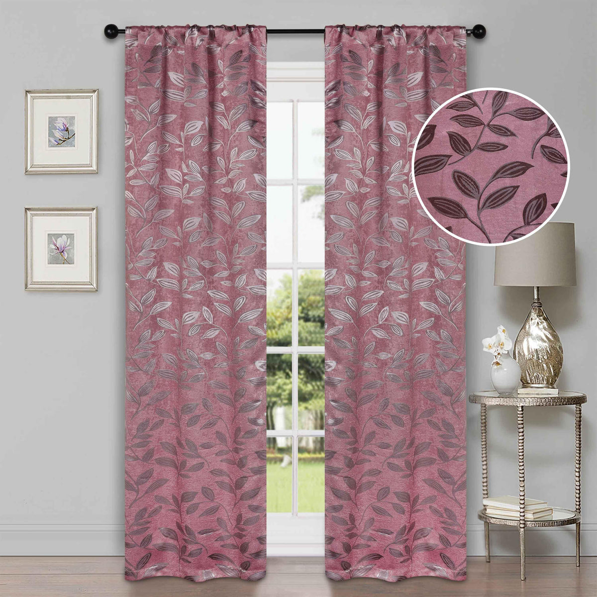 Leaves Machine Washable Room Darkening Blackout Curtains, Set of 2 - Blackout Curtains by Superior - Superior 