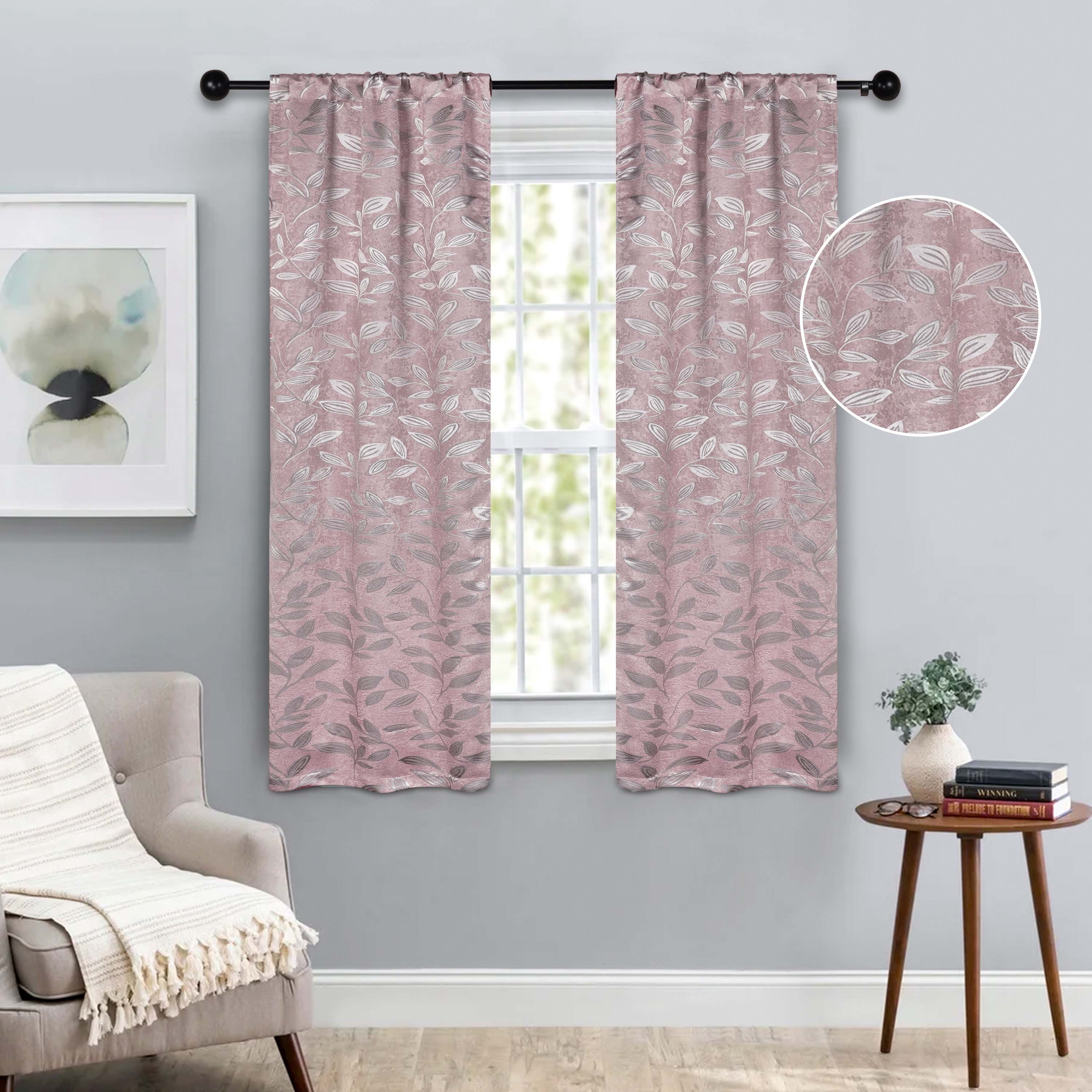 Leaves Room Darkening Washable Blackout Curtain Panels, Set of 2 - Blackout Curtains by Superior