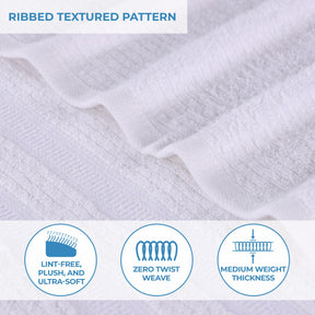 Zero Twist Cotton Ribbed Geometric Border Plush Bath Sheet Set of 2 - Bath Sheet by Superior - Superior 