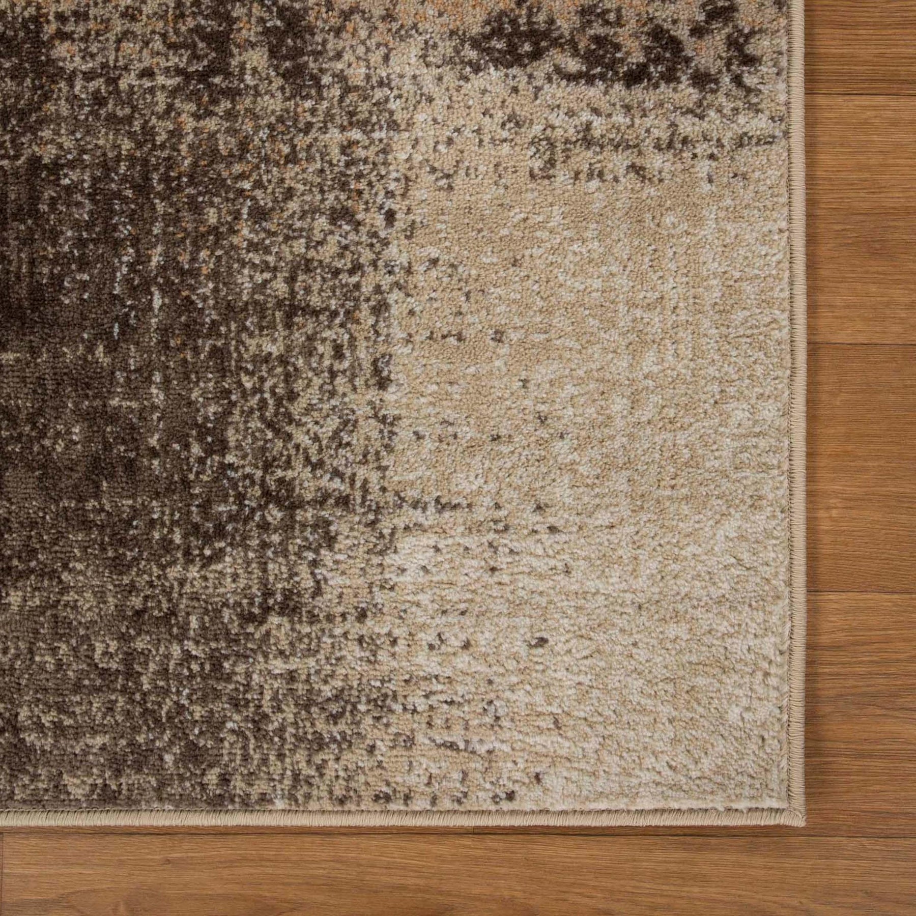 Bristol Distressed Abstract Damask Indoor Area Rug or Runner Rug - Beige-Camel