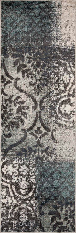 Bristol Distressed Abstract Damask Indoor Area Rug or Runner Rug - Rivulet