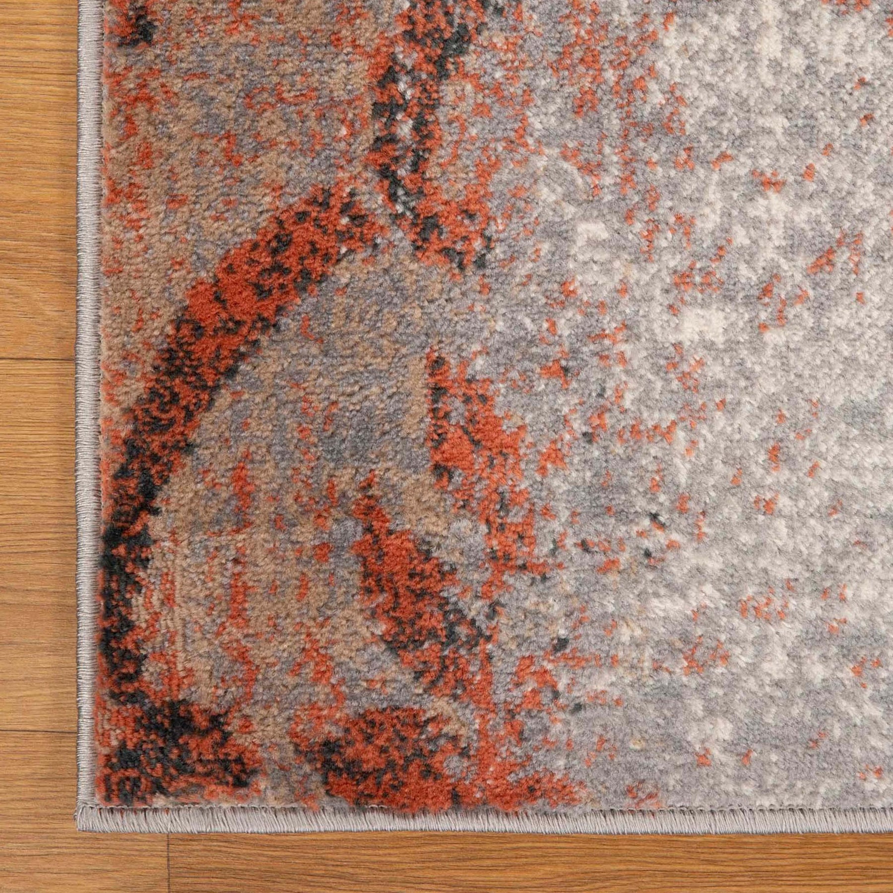 Bristol Distressed Abstract Damask Indoor Area Rug or Runner Rug - Rust