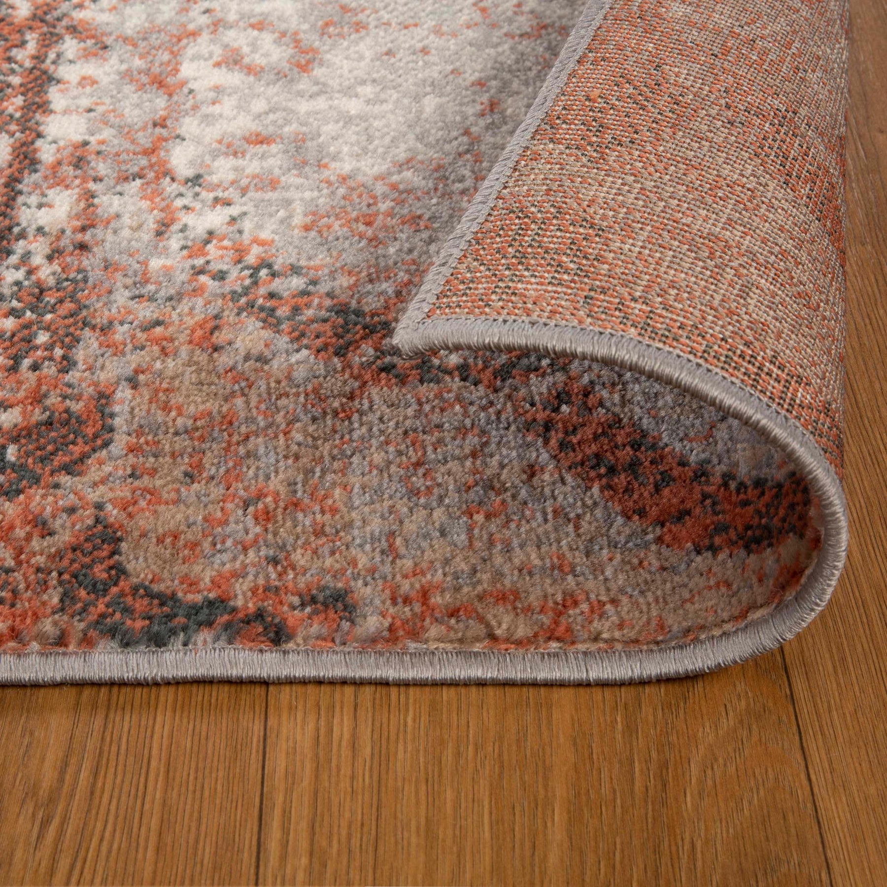 Bristol Distressed Abstract Damask Indoor Area Rug or Runner Rug - Rust