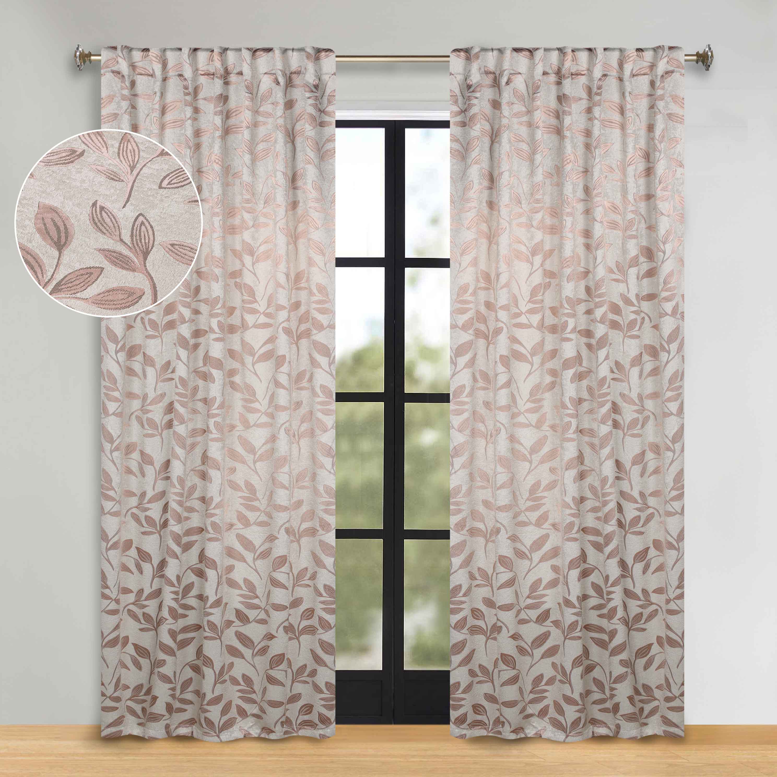 Leaves Room Darkening Back Tabs Blackout Curtain Panels, Set of 2 - Blackout Curtains by Superior