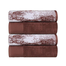 Cotton Marble Solid Jacquard Border Bath Towels Set of 4 - Bronze