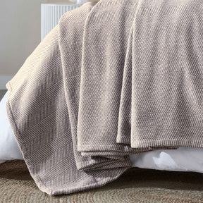 Maya Chenille Herringbone Soft Textured Medium Weight Cotton Blanket