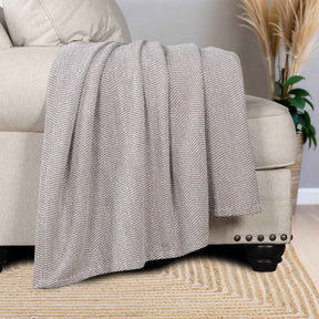 Maya Chenille Herringbone Soft Textured Medium Weight Cotton Blanket