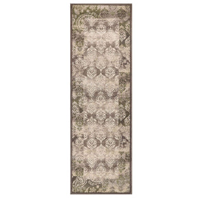 Mystique Distressed Damask Indoor Area Rug Or Runner Rug - Brown