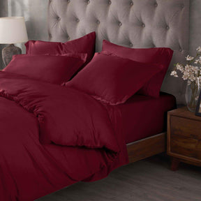 Egyptian Cotton 400 Thread Count Solid Luxury Duvet Cover Set - Burgundy