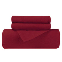 Cotton Flannel Solid Duvet Cover Set with Button Closure - Burgundy