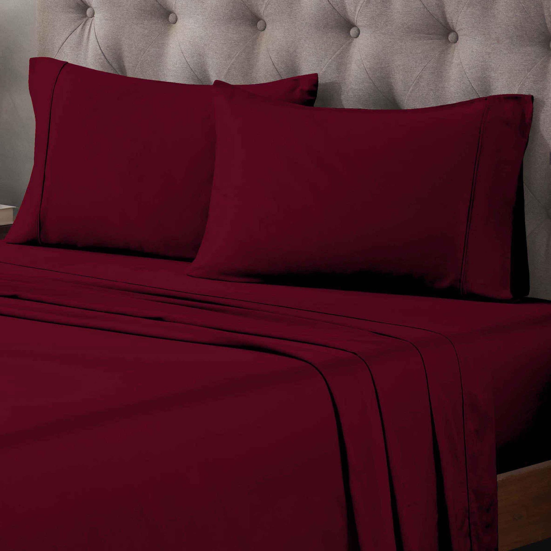 Egyptian Cotton 400 Thread Count Solid Deep Pocket Bed Sheet Set - Burgundy