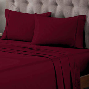 Egyptian Cotton 400 Thread Count Solid Deep Pocket Bed Sheet Set - Burgundy