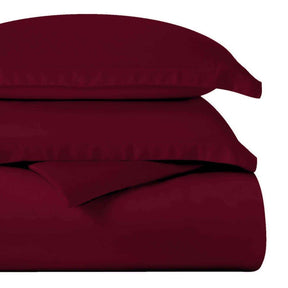 Egyptian Cotton 400 Thread Count Solid Luxury Duvet Cover Set - Burgundy