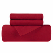 Flannel Cotton Modern Solid Fuzzy Duvet Cover Set With Pillow Shams- Burgundy