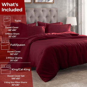 Egyptian Cotton 400 Thread Count Solid Luxury Duvet Cover Set - Burgundy