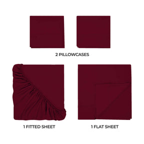 Egyptian Cotton 400 Thread Count Solid Deep Pocket Bed Sheet Set - Burgundy