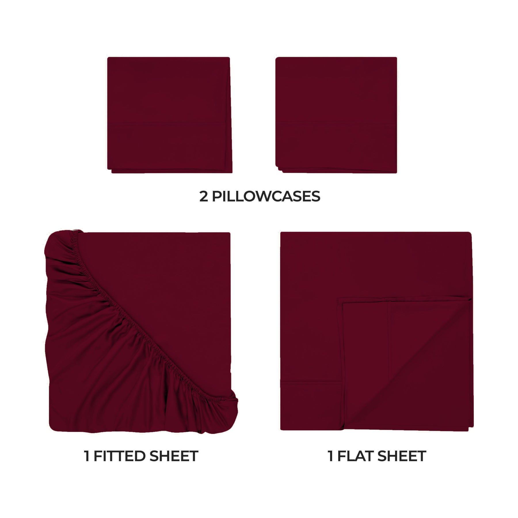 Egyptian Cotton 300 Thread Count Solid Deep Pocket Bed Sheet Set - Burgundy