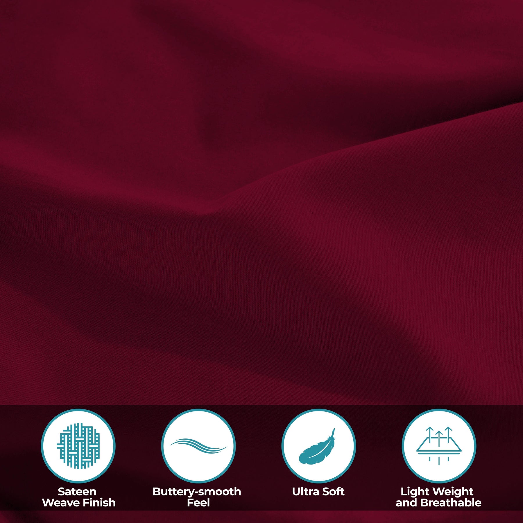 Egyptian Cotton 300 Thread Count Solid Deep Pocket Bed Sheet Set - Burgundy