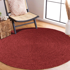 Bohemian Braided Indoor Outdoor Rugs Solid Round Area Rug - Burgundy