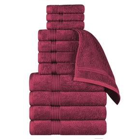 Egyptian Cotton Highly Absorbent Solid 12 Piece Ultra Soft Towel Set - Burgundy