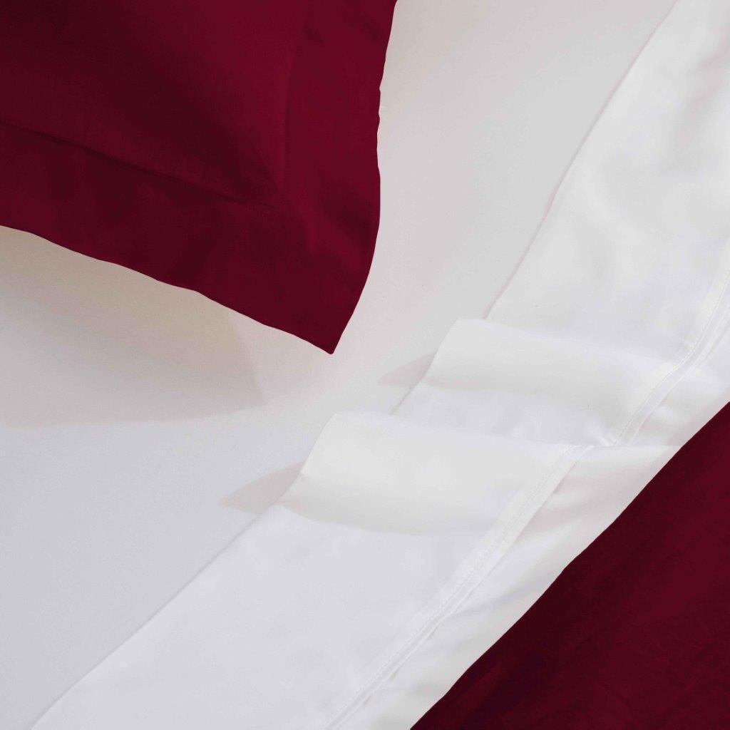 Egyptian Cotton 300 Thread Count Solid Luxury Duvet Cover Set - Burgundy