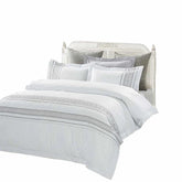 Burlington Embroidered Geometric Cotton Duvet Cover Set - Burlington 