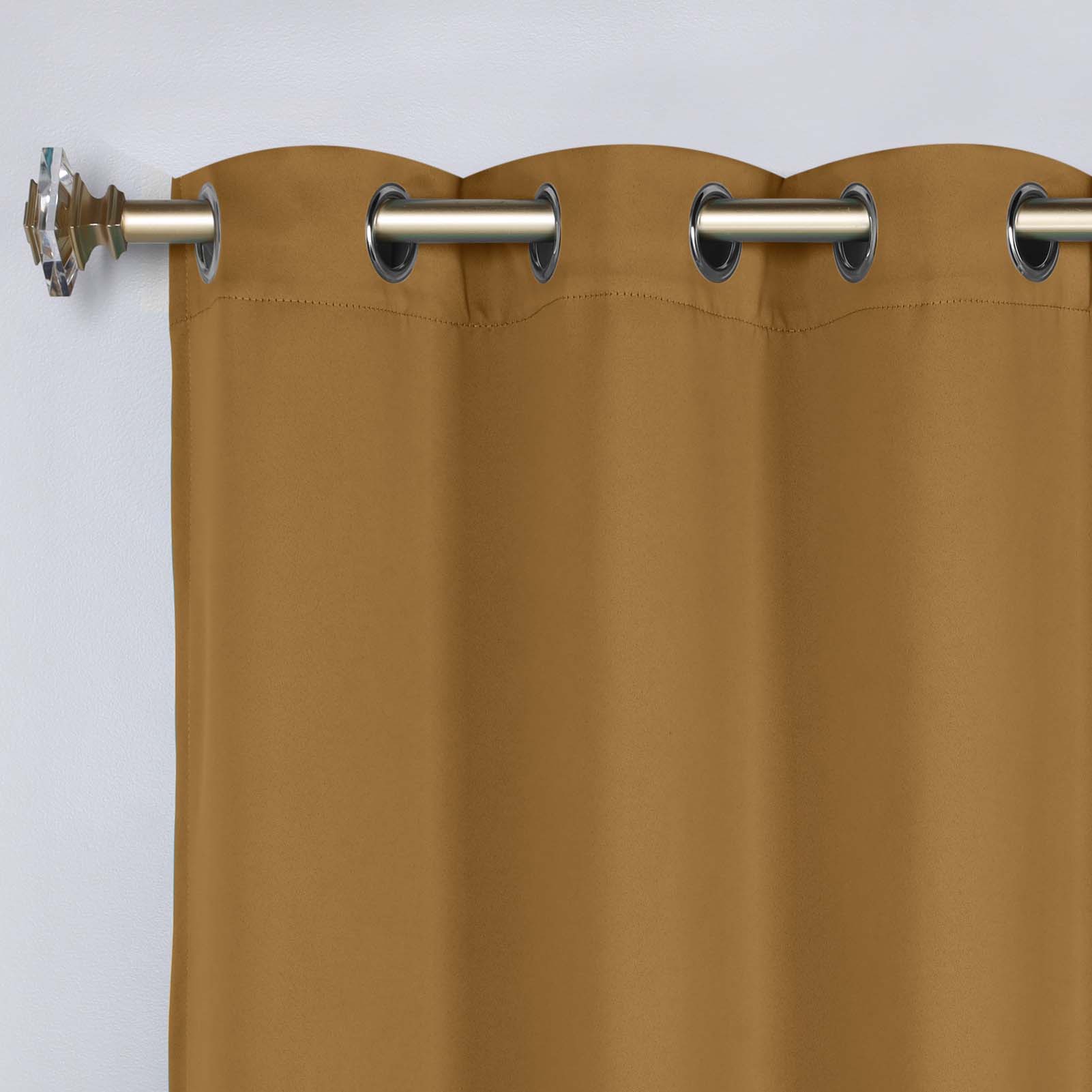 Classic Modern Solid Room Darkening Blackout Curtain Panels, Set of 2 - Camel