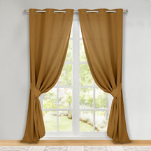 Classic Modern Solid Room Darkening Blackout Curtain Panels, Set of 2 - Camel