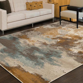 Pixi Abstract Multi-Tone Area Rugs or Runner Rug - Camel