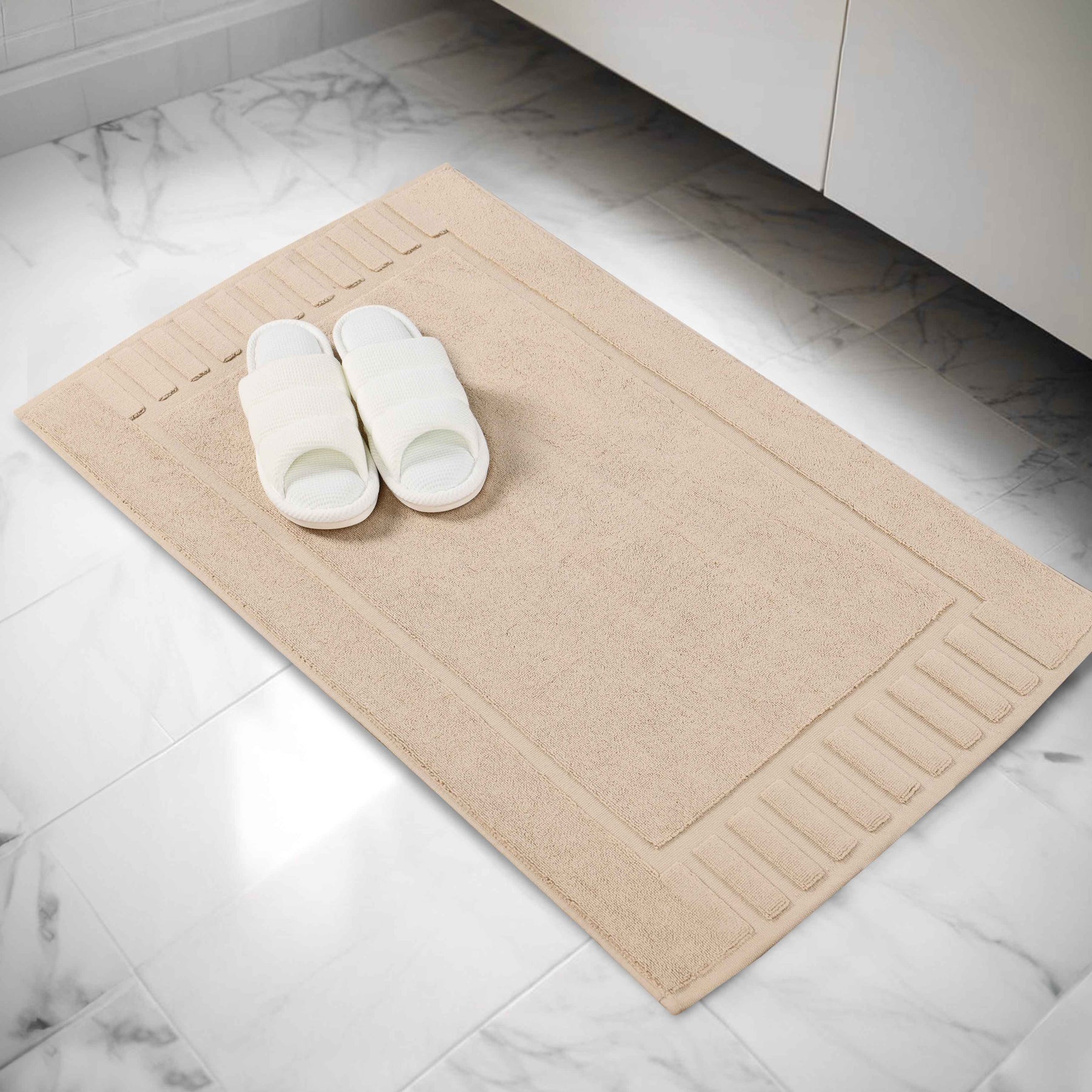 Leo Cotton Solid Modern Absorbent Heavy Washable Bath Mat Set of 2