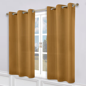 Classic Modern Solid Room Darkening Blackout Curtain Panels, Set of 2 - Camel