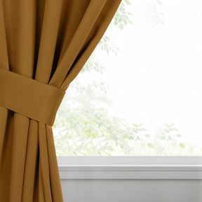 Classic Modern Solid Room Darkening Blackout Curtain Panels, Set of 2 - Camel