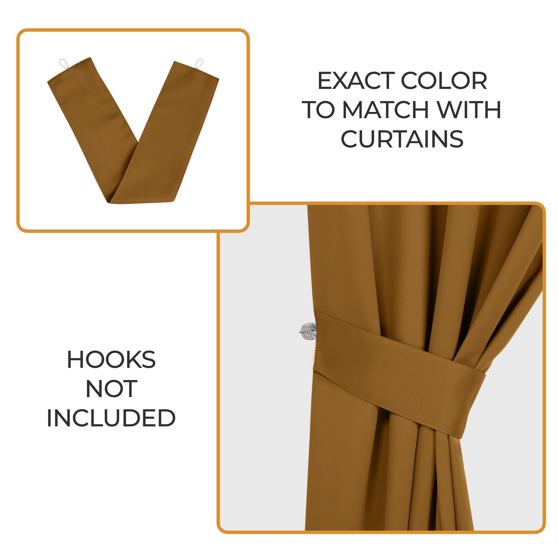 Classic Modern Solid Room Darkening Blackout Curtain Panels, Set of 2 - Camel