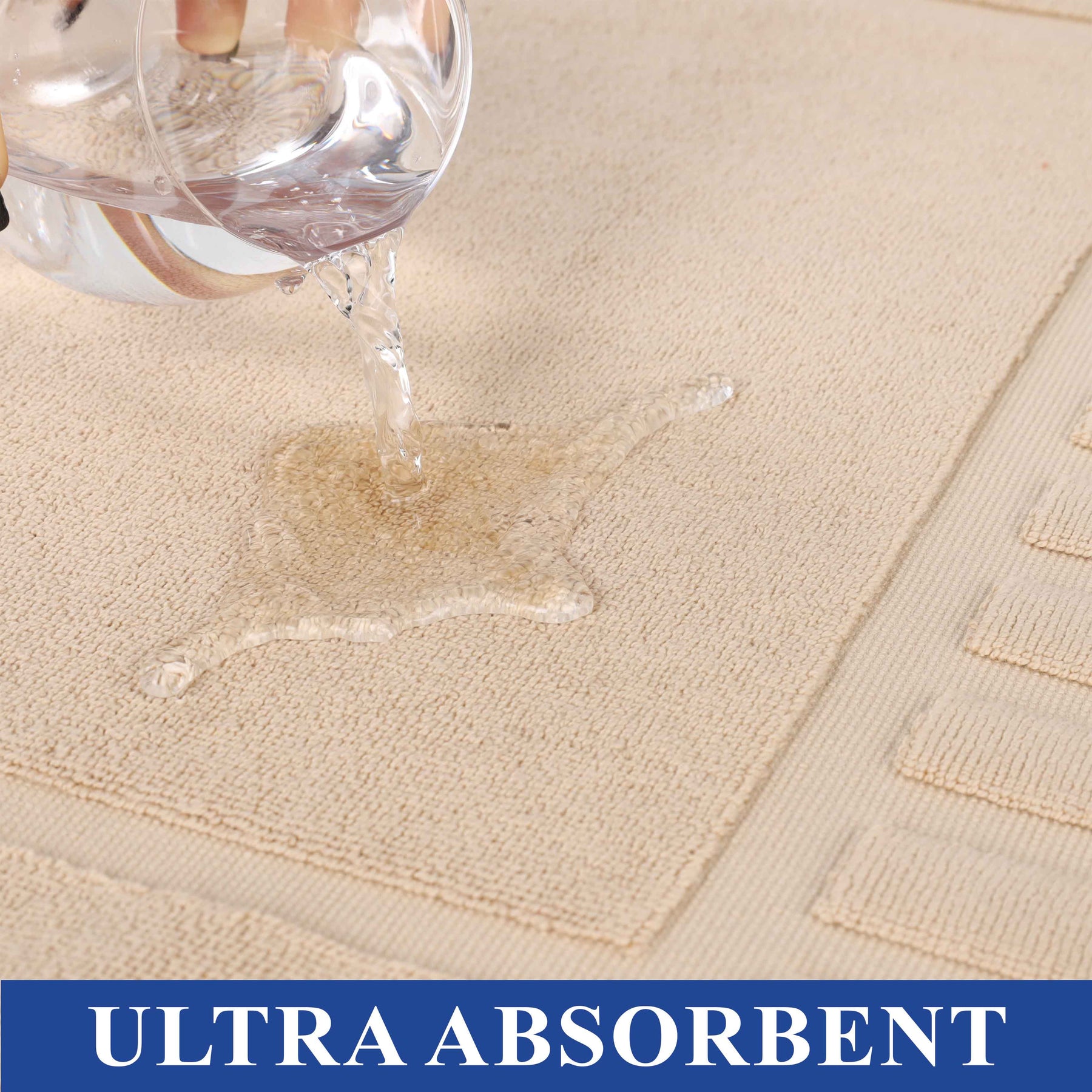 Leo Cotton Solid Modern Absorbent Heavy Washable Bath Mat Set of 2