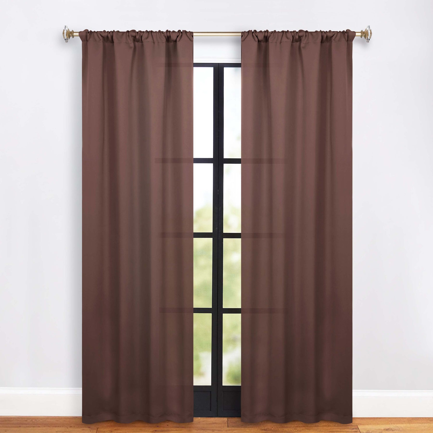 Solid Room Darkening Rod Pocket Blackout Curtain Panels, Set of 2 - Cappuccino