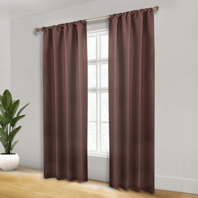 Solid Room Darkening Rod Pocket Blackout Curtain Panels, Set of 2 - Cappuccino