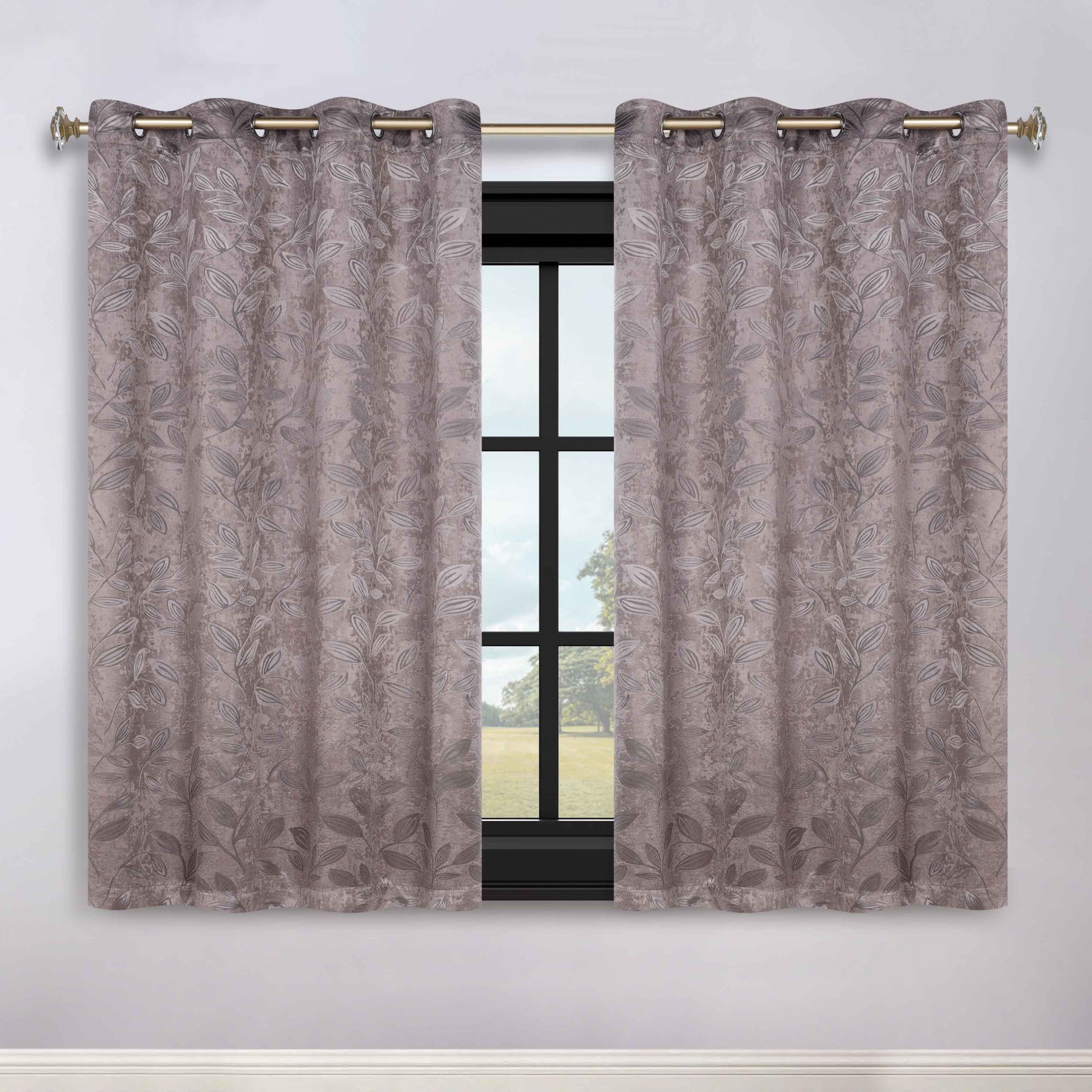 Leaves Room Darkening Grommet Blackout Curtain Panels, Set of 2 - Cappuccino