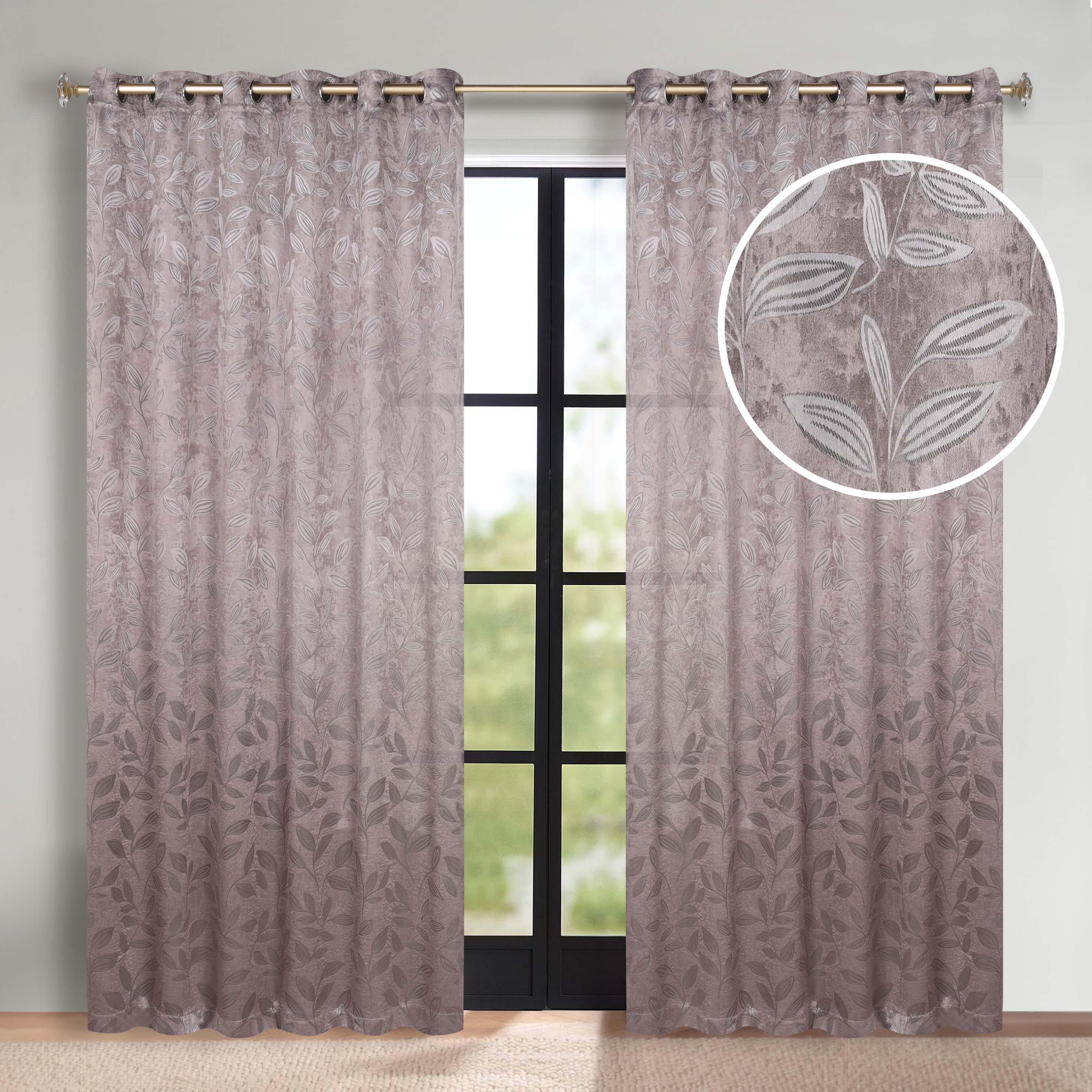 Leaves Room Darkening Grommet Blackout Curtain Panels, Set of 2 - Blackout Curtains by Superior