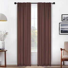 Solid Room Darkening Blackout Curtain Panels, Back Tabs, Set of 2 - Cappuccino