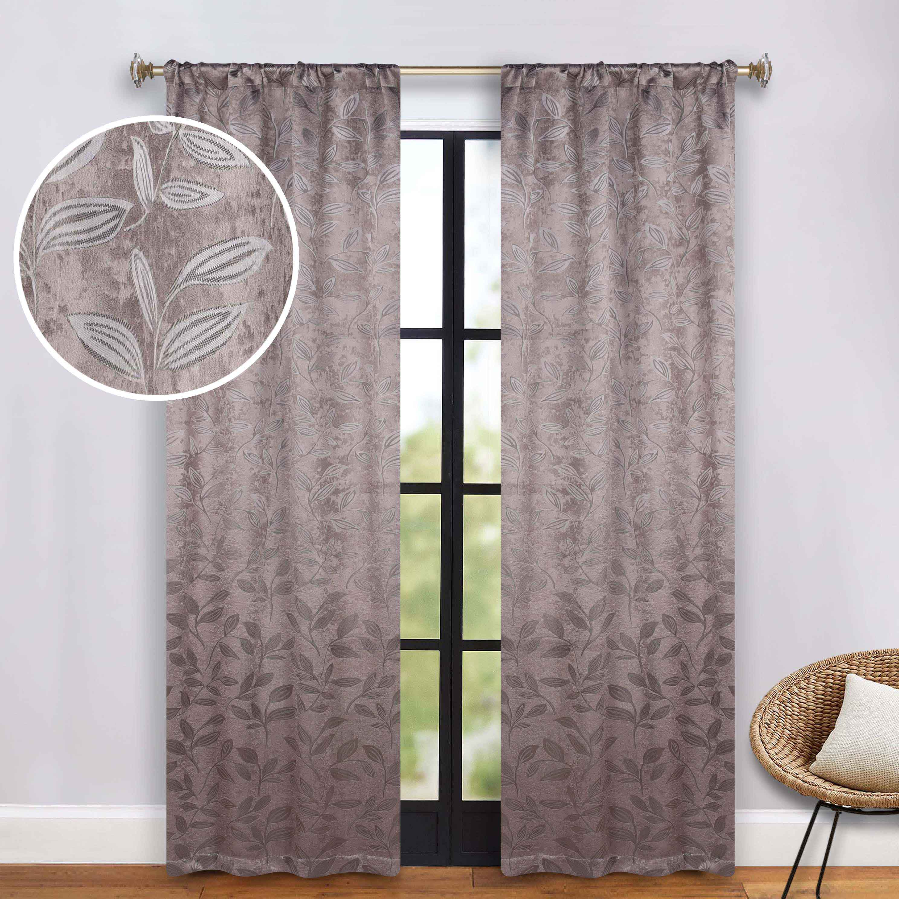 Leaves Room Darkening Washable Blackout Curtain Panels, Set of 2 - Blackout Curtains by Superior