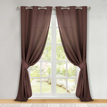 Classic Modern Solid Room Darkening Blackout Curtain Panels, Set of 2 - Cappuccino