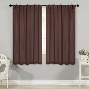 Solid Room Darkening Blackout Curtain Panels, Back Tabs, Set of 2 - Cappuccino