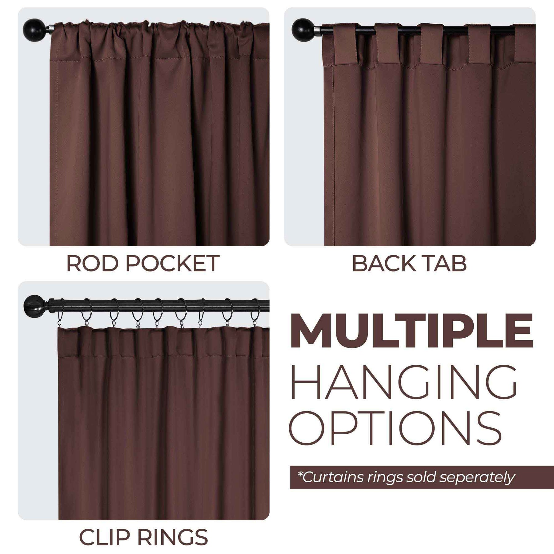 Solid Room Darkening Blackout Curtain Panels, Back Tabs, Set of 2