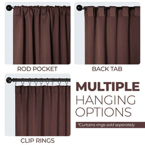 Solid Room Darkening Blackout Curtain Panels, Back Tabs, Set of 2 - Cappuccino