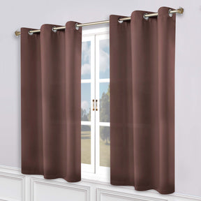 Classic Modern Solid Room Darkening Blackout Curtain Panels, Set of 2 - Cappuccino