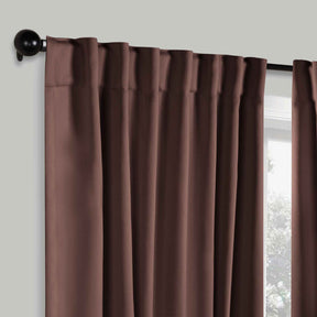 Solid Room Darkening Blackout Curtain Panels, Back Tabs, Set of 2 - Cappuccino