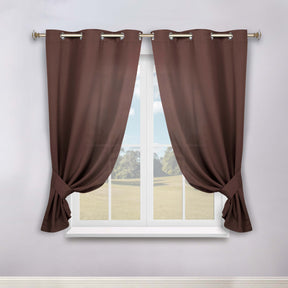 Classic Modern Solid Room Darkening Blackout Curtain Panels, Set of 2 - Cappuccino