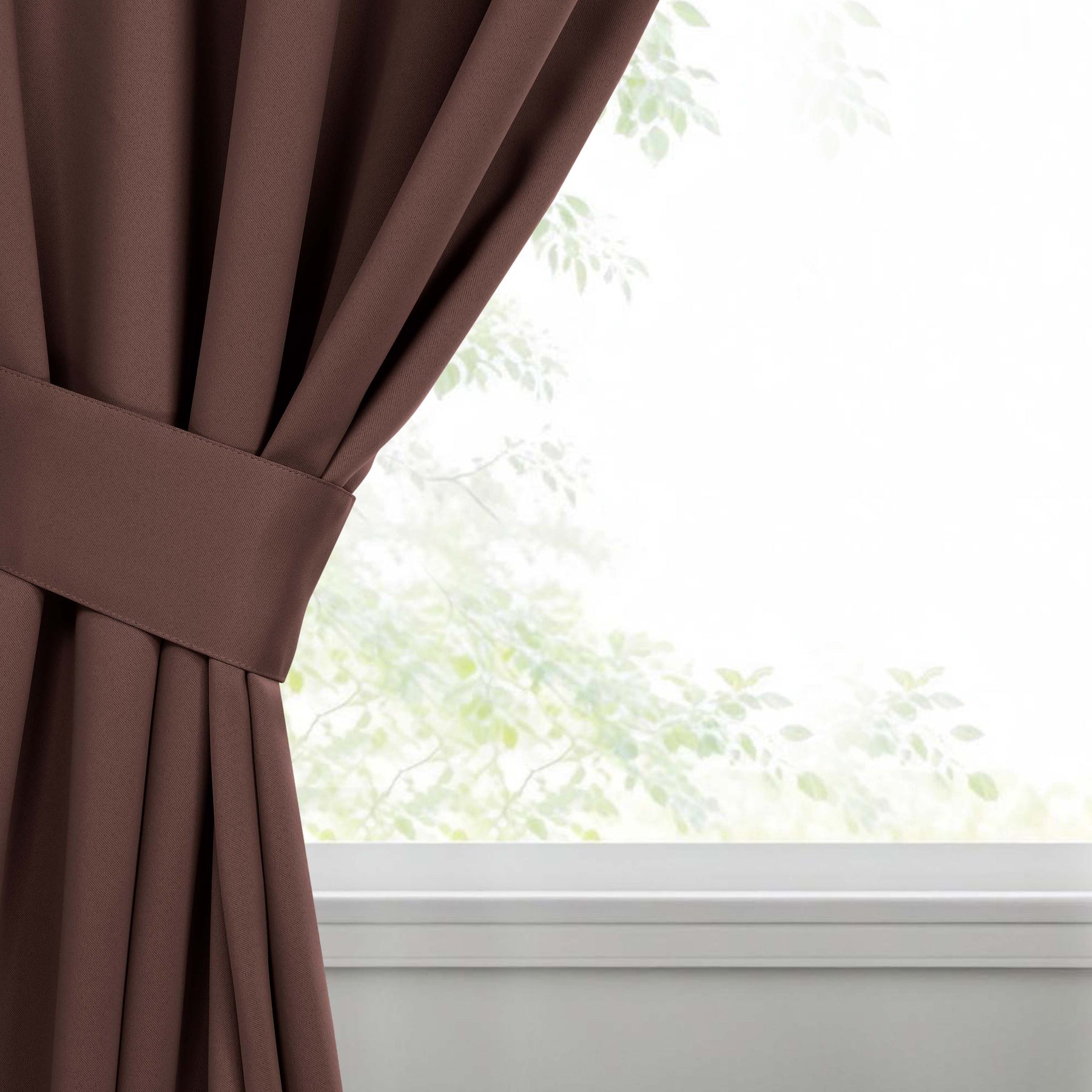 Classic Modern Solid Room Darkening Blackout Curtain Panels, Set of 2 - Cappuccino